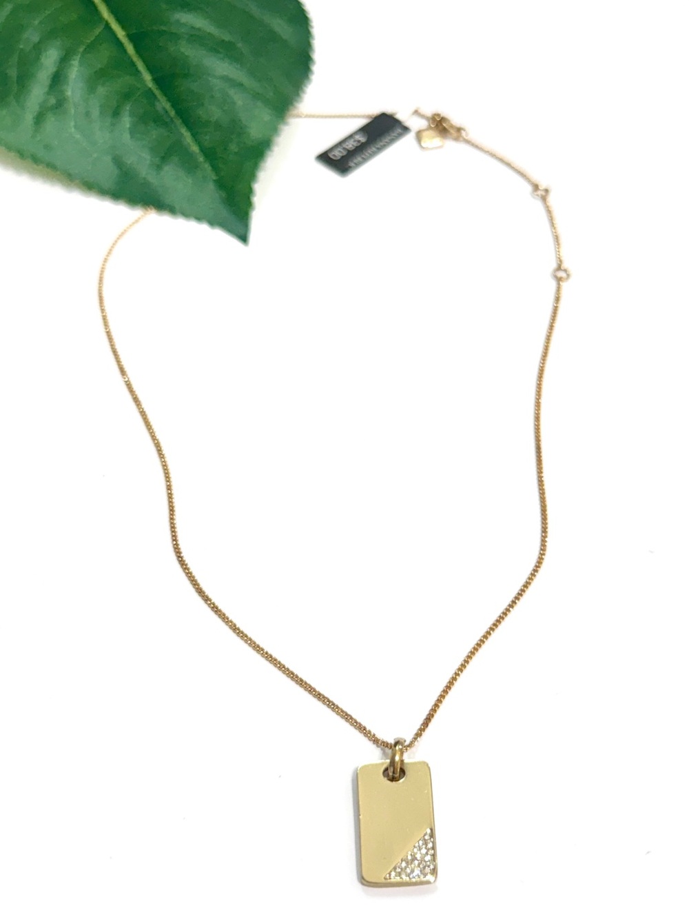Banana Republic Gold-Tone Crystal Corner Pendant Necklace NWT